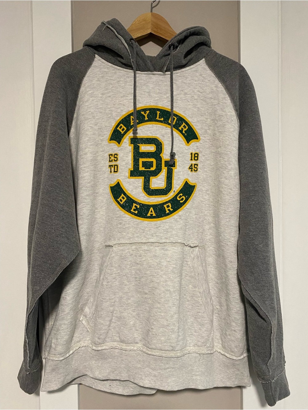 J. America Baylor Bears Raglan Zip-Up Hoodie - Gray/Charcoal